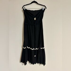 Eliza J Black Halter Bead Strap Midi Dress